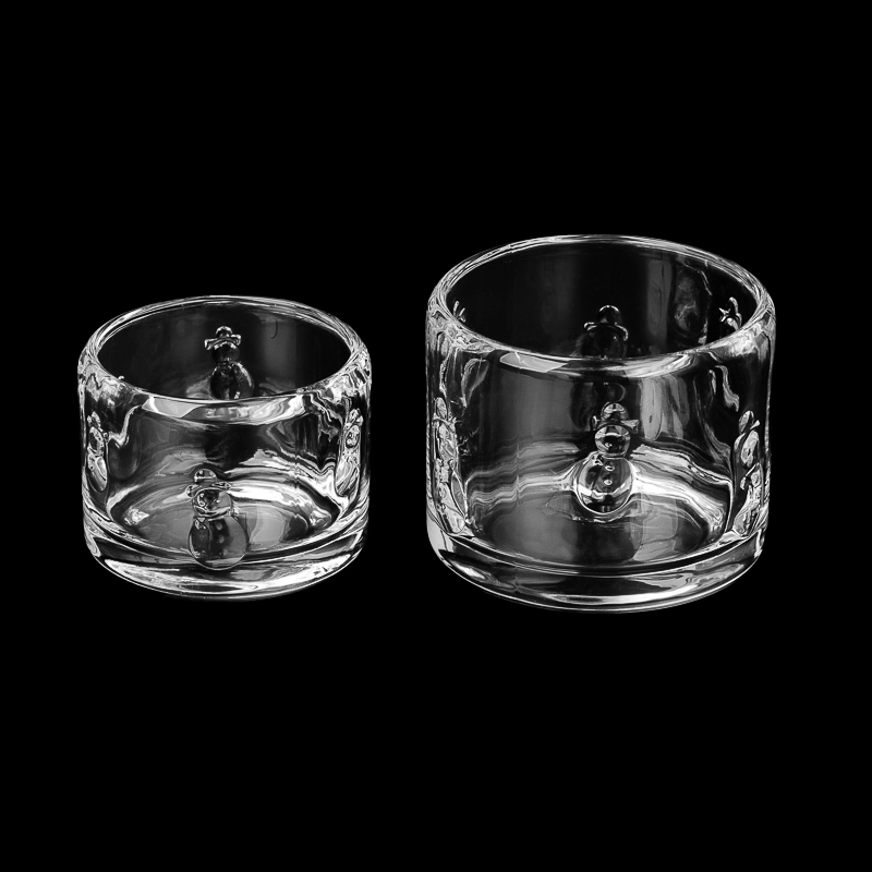  Custom 3D Embossed Bear Clear Glass Candle Jar Thickened Aromatherapy Container