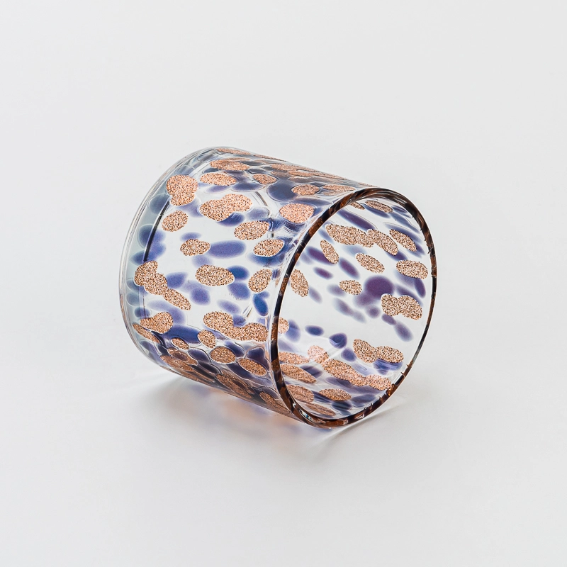 Elegant Transparent Glass Candle Vessel with Artistic Spotted Pattern Design for Home Wedding Party Decor