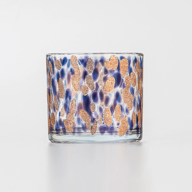 Elegant Transparent Glass Candle Vessel with Artistic Spotted Pattern Design for Home Wedding Party Decor