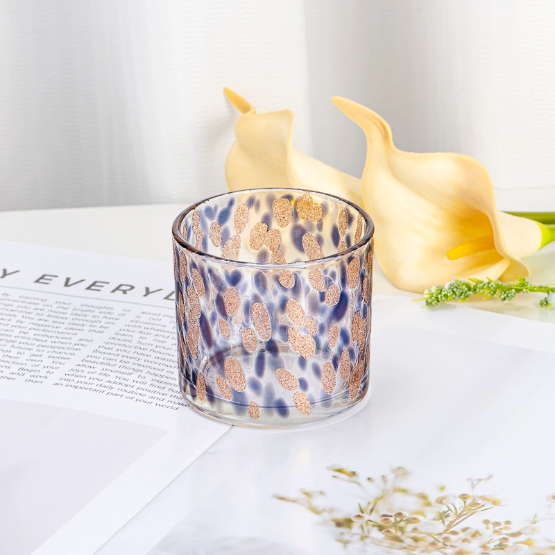 Elegant Transparent Glass Candle Vessel with Artistic Spotted Pattern Design for Home Wedding Party Decor