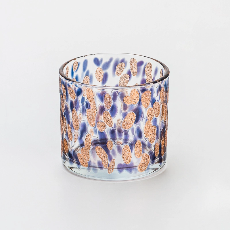 Elegant Transparent Glass Candle Vessel with Artistic Spotted Pattern Design for Home Wedding Party Decor