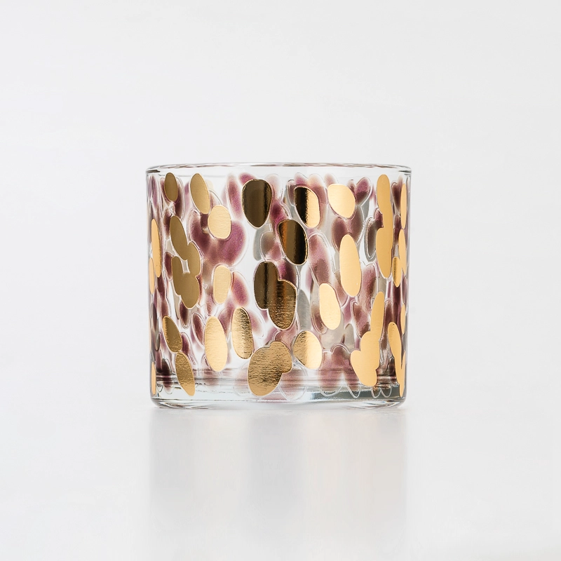 Wholesaling Fancy Decal Artistic Pattern Transparent Glass Candle Jar Custom Printing High Quality for Home Decor