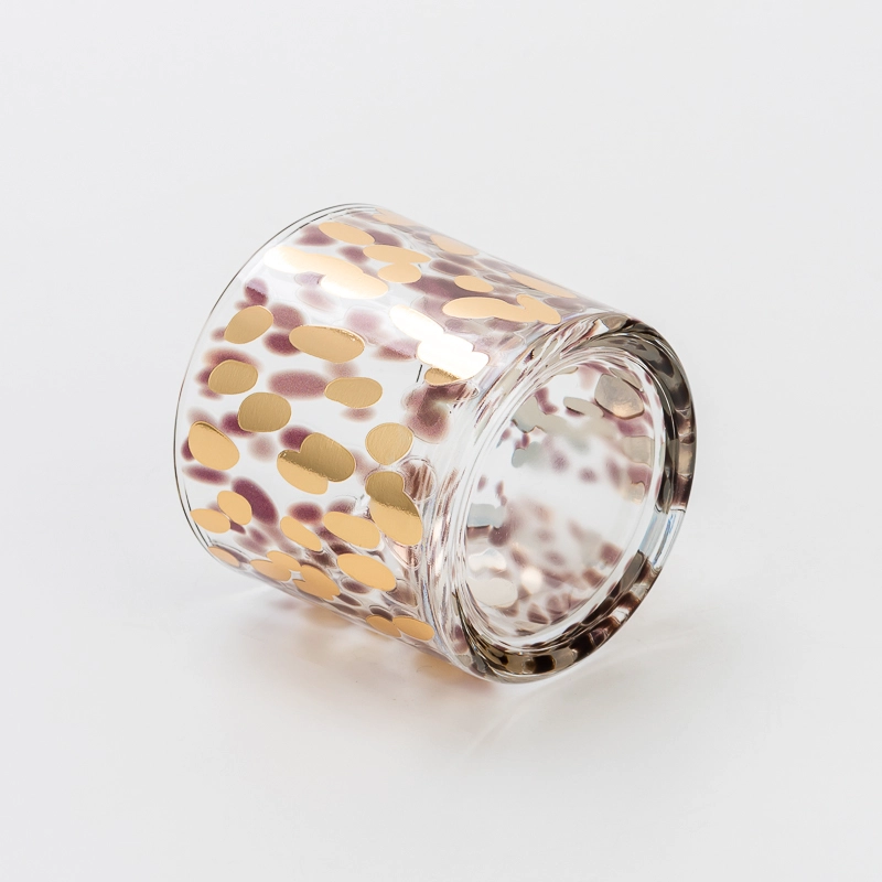 Wholesaling Fancy Decal Artistic Pattern Transparent Glass Candle Jar Custom Printing High Quality for Home Decor