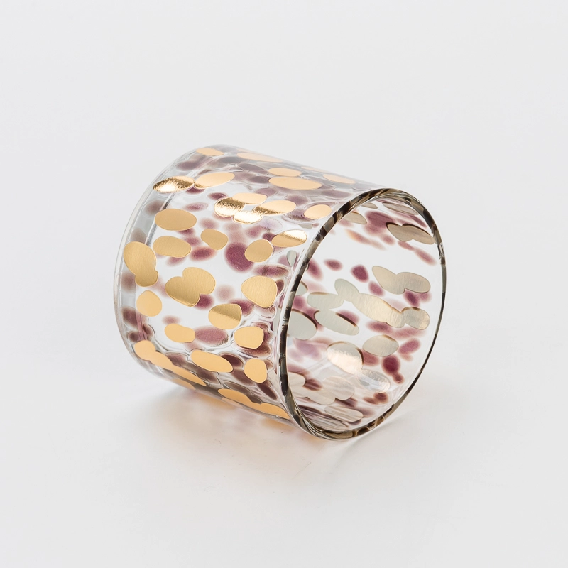 Wholesaling Fancy Decal Artistic Pattern Transparent Glass Candle Jar Custom Printing High Quality for Home Decor