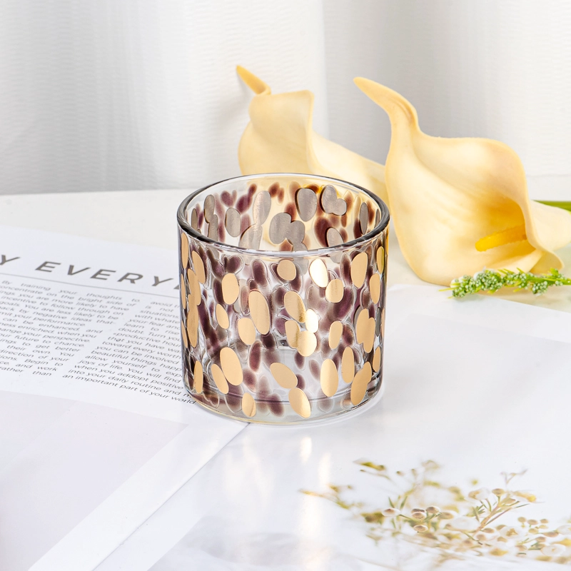 Wholesaling Fancy Decal Artistic Pattern Transparent Glass Candle Jar Custom Printing High Quality for Home Decor