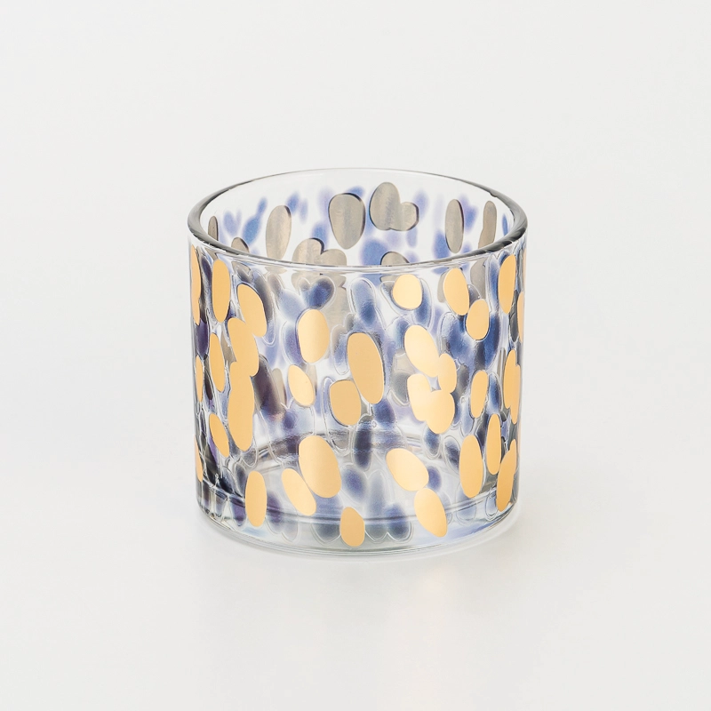 Customizable Transparent Glass Candle Jar with Artistic Patterns Decal Recyclable for Home Fragrance