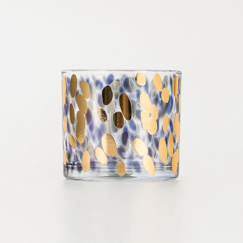 Customizable Transparent Glass Candle Jar with Artistic Patterns Decal Recyclable for Home Fragrance