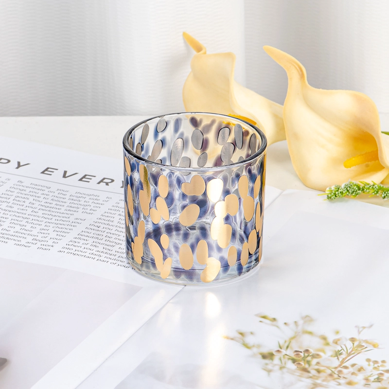 Customizable Transparent Glass Candle Jar with Artistic Patterns Decal Recyclable for Home Fragrance
