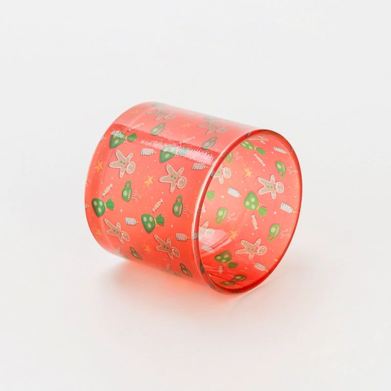 Cylinder Glass Candle Jar with Fancy Pattern Decal for Home Decoration Stylish Tabletop Display