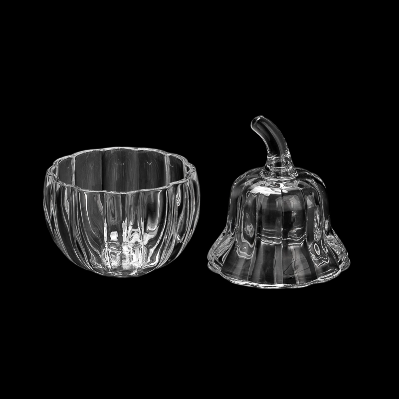 New Arrival Pumpkin Glass Candle Jar with Glass Lid for Home Decor Easter Festival