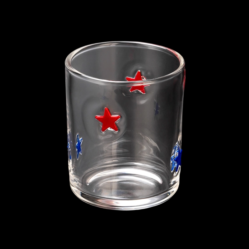Embossed Star Pattern Glass Candle Jars 14oz Reusable Empty Scented Candle Jar Wholesale Home Table Display