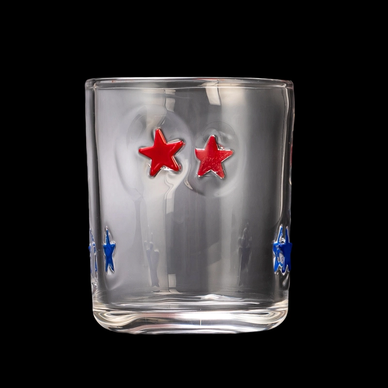 Embossed Star Pattern Glass Candle Jars 14oz Reusable Empty Scented Candle Jar Wholesale Home Table Display