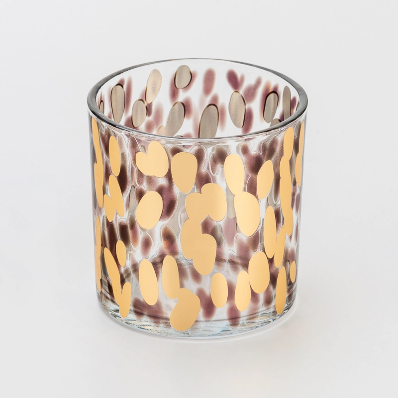 Luxury Wide Mouth Decal Printed Glass Candle Jar for Scented Candles Reusable Home Decoration Container