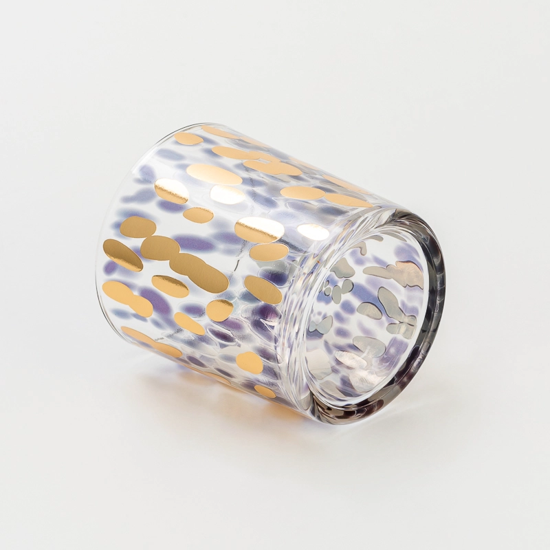 Creative Pattern Decal Cylinder Glass Wax Jar for Poured Scented Candles Home Decor Display