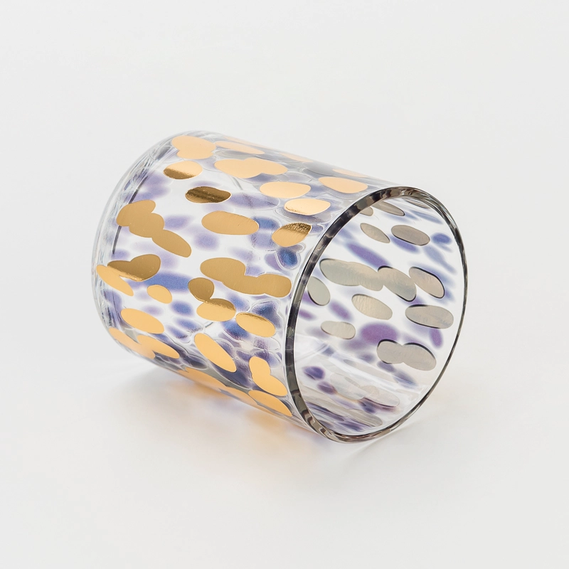Creative Pattern Decal Cylinder Glass Wax Jar for Poured Scented Candles Home Decor Display