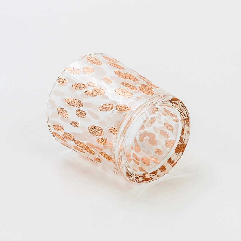 Luxury 6oz Glass Candle Vessel with Golden Dotted Pattern for Scented Candle Pouring Home Decor & Tabletop Display