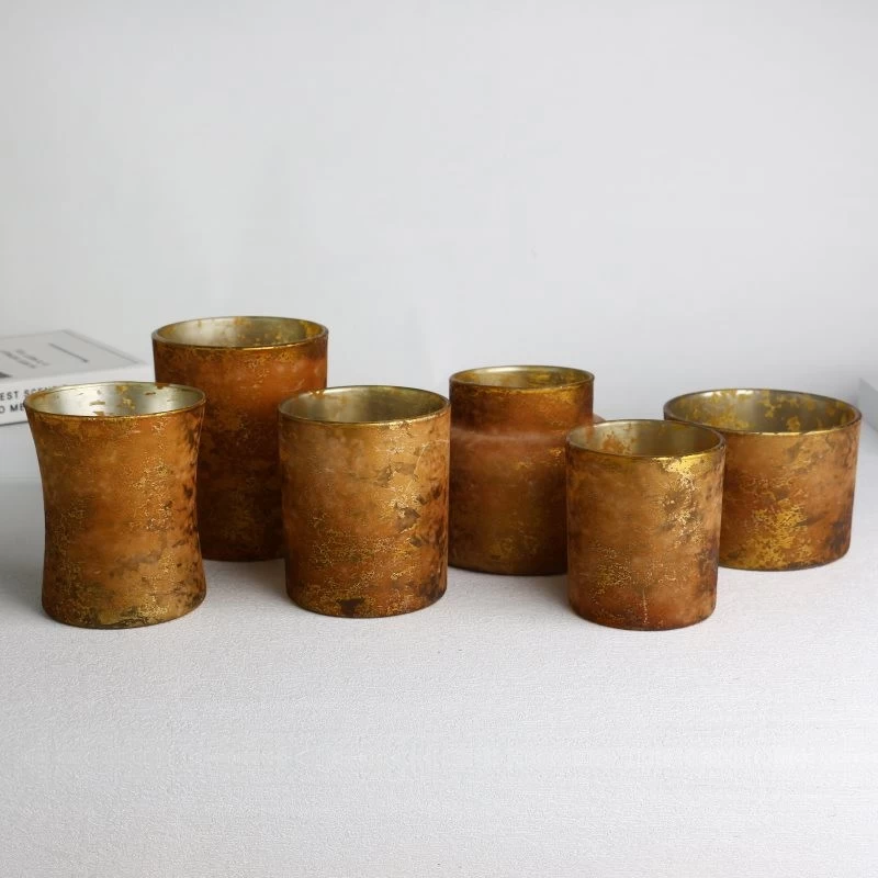 China Conjunto de potes de velas vazios amarelo retrô desgastado fabricante