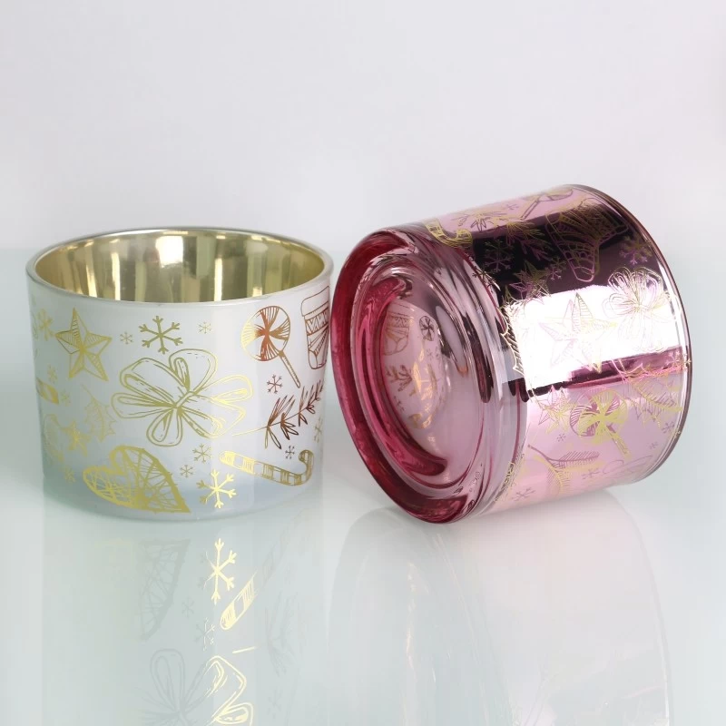Cina Barattolo di vetro per candele da 30 once con 3 stoppini elettrolitico rosa satinato con coperchio in legno produttore