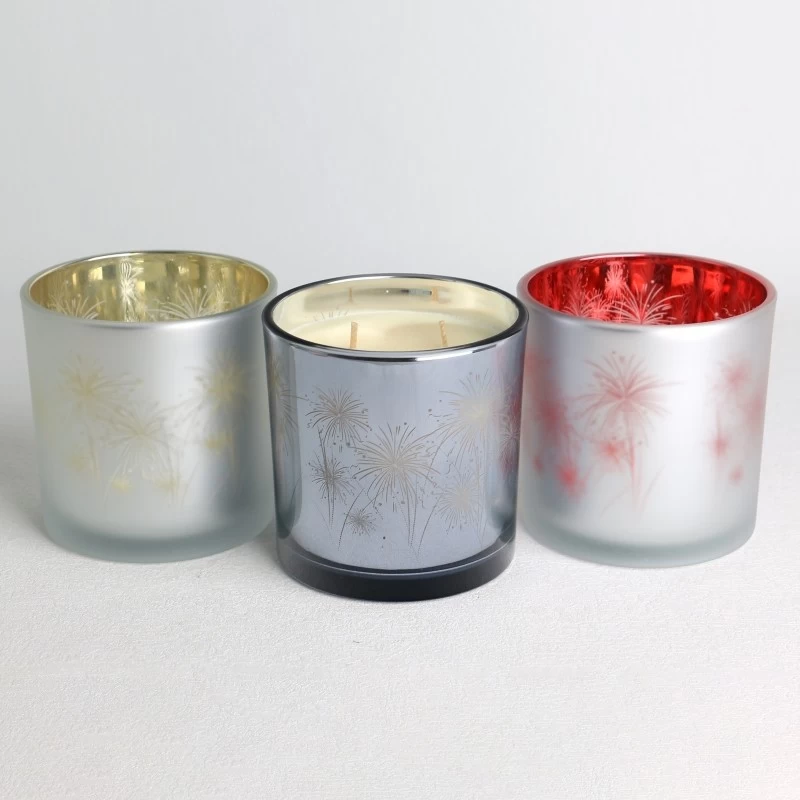 China electroplated laser hollow pattern frosted glass candle jar scented candles manufacturer