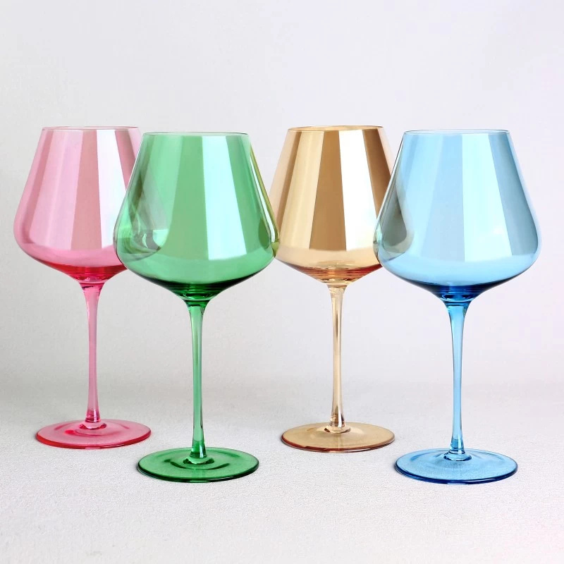 4-color lead free crystal burgundy wine glasses set. Gift box package
