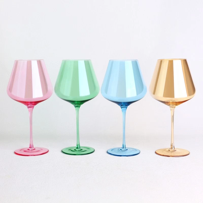 4-color lead free crystal burgundy wine glasses set. Gift box package