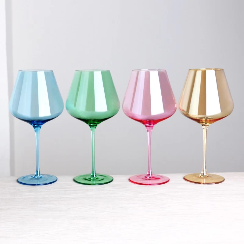 4-color lead free crystal burgundy wine glasses set. Gift box package