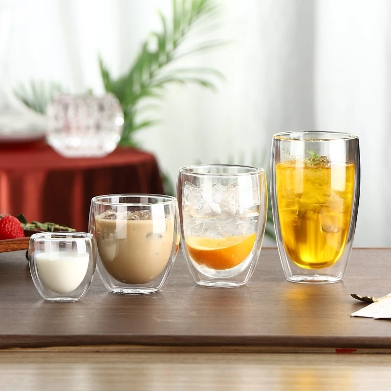 Wholesale spot 80ml 3oz double layer glass coffee cup. Source factory