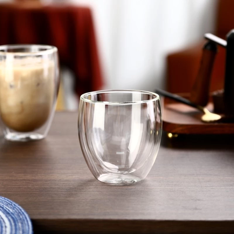 Wholesale spot 80ml 3oz double layer glass coffee cup. Source factory
