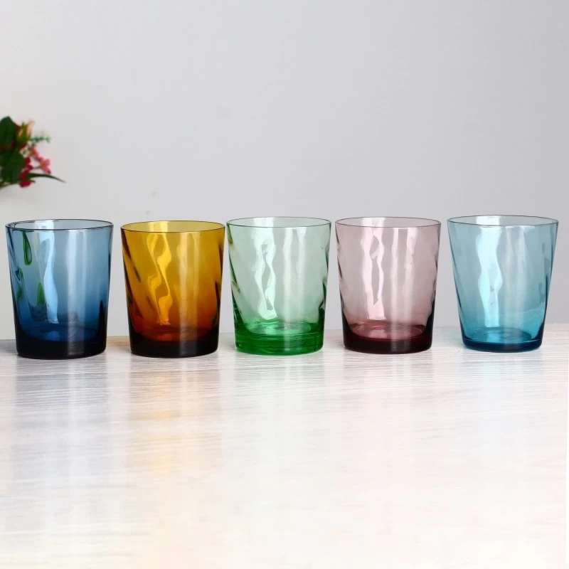 10oz colored transparent amber wave glass tumbler cup