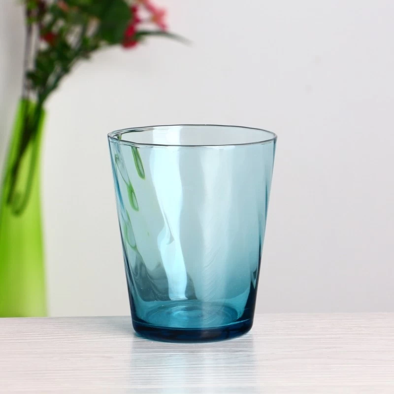 10 oz Tinte tintado de vaso de vidrio de onda azul claro transparente