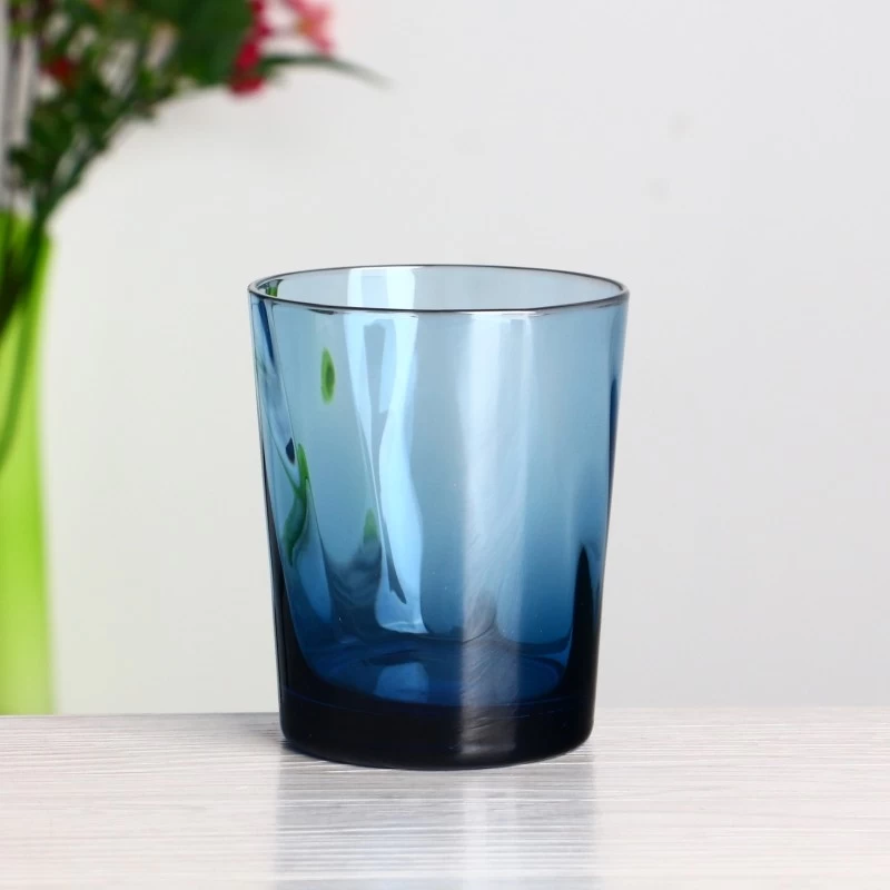 10oz colored transparent blue wave glass tumbler cup