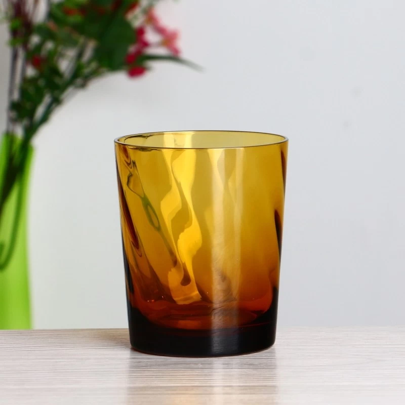 10oz colored transparent amber wave glass tumbler cup