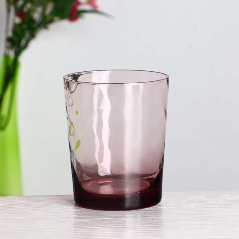 Copa de vaso de vidrio rosa transparente de color rosa transparente de 10 oz