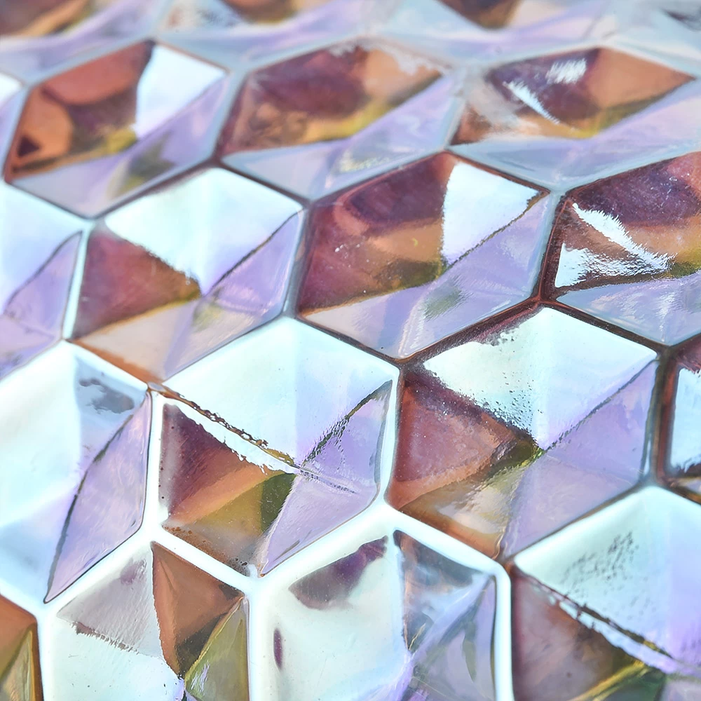 Iridescent glass candle jar with lids diamond glass jars
