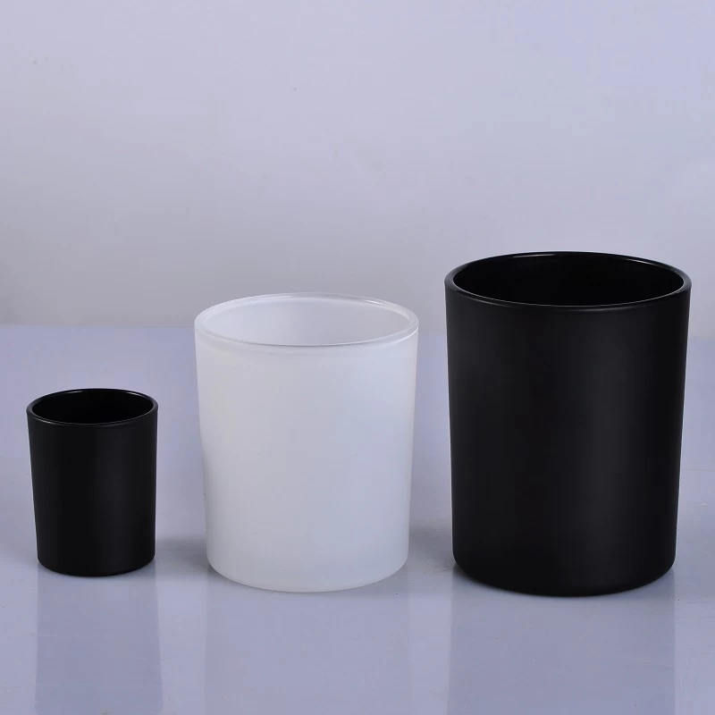 matte white matte black glass candle vessels with wooden lid