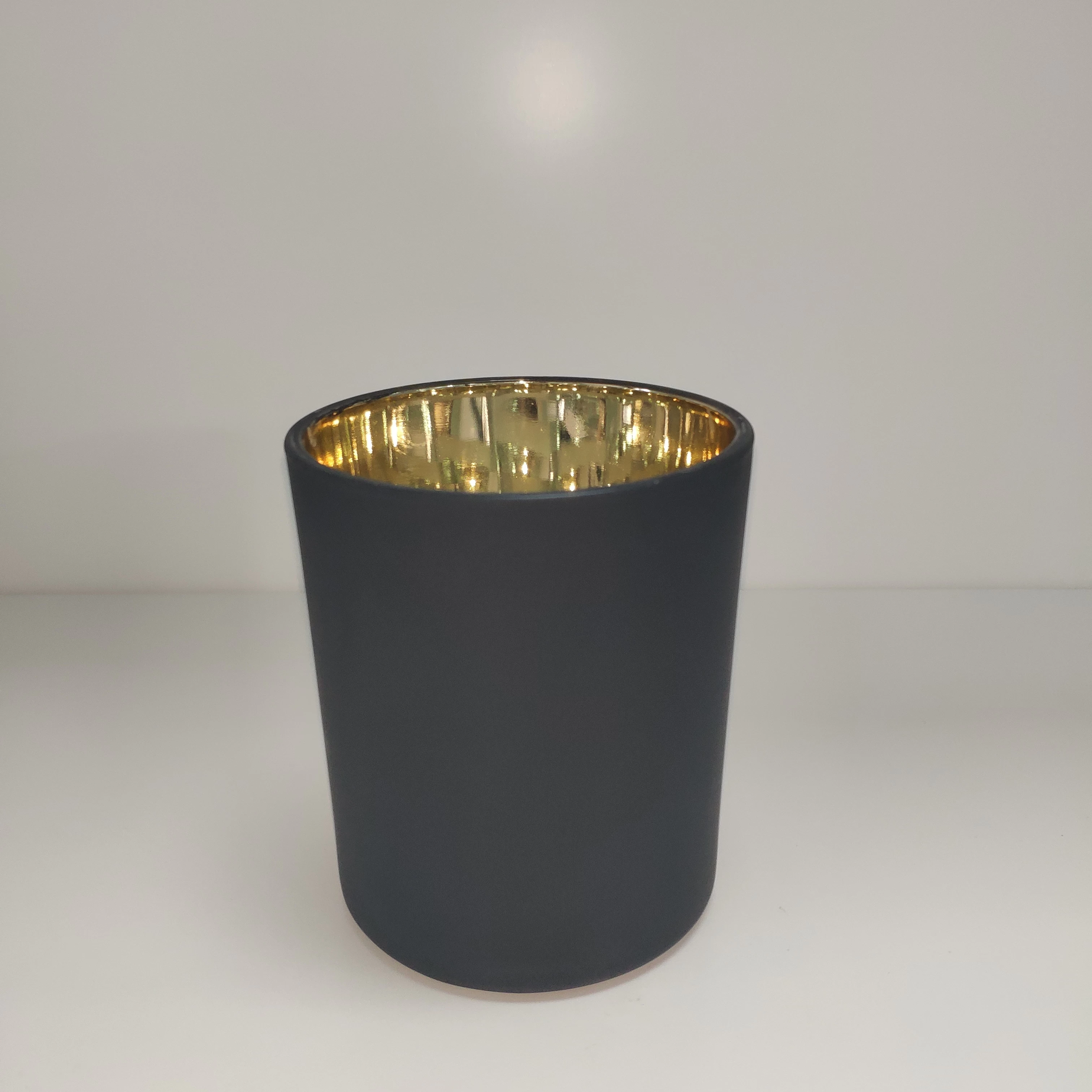 Sealbhóir Candle Gloine Black Neamhlonrach le hór taobh istigh