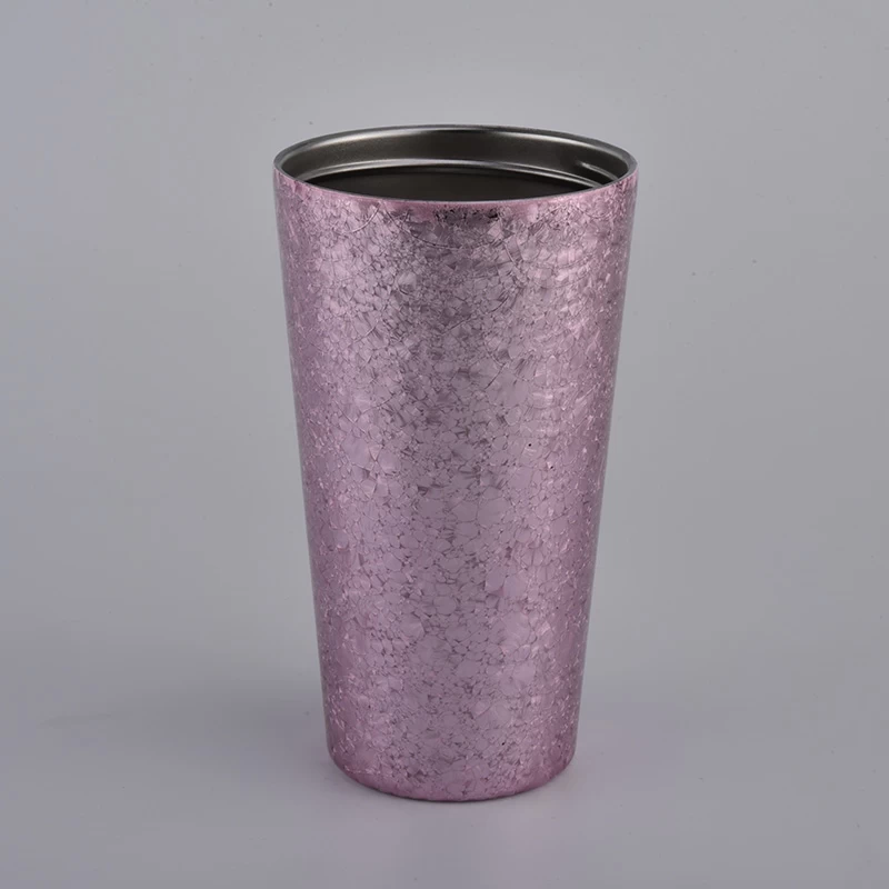 14oz electroplating pink outside of the glass candle holder for wholesale