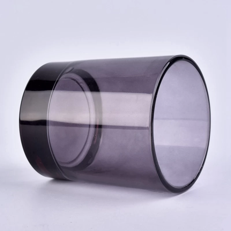 home decor thick grey glass candle jar 