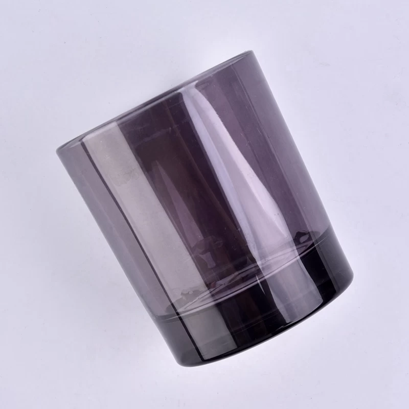 home decor thick grey glass candle jar 