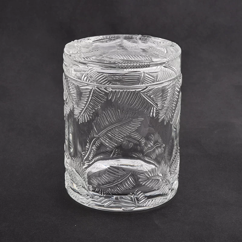 300ml luxury customized color glass diamond effect candle holder with lids