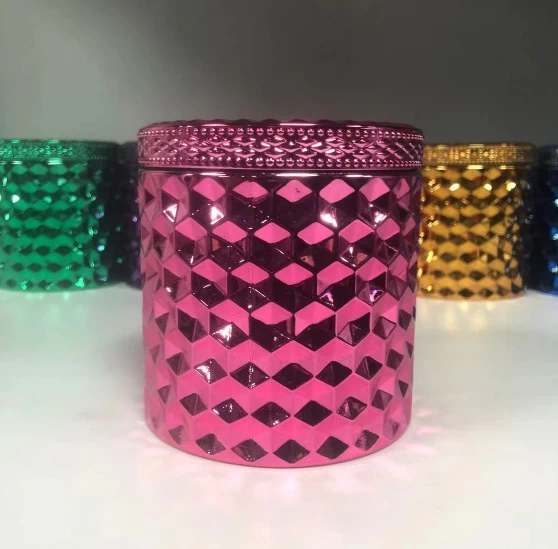 colored electroplating woven jar with lid silver inside