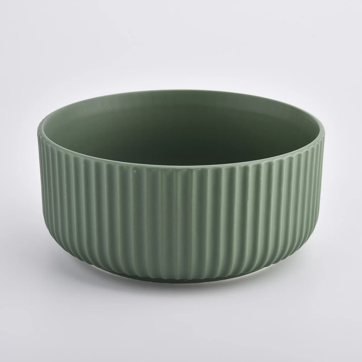 Contenitori di candela in ceramica vetrata verde opaco