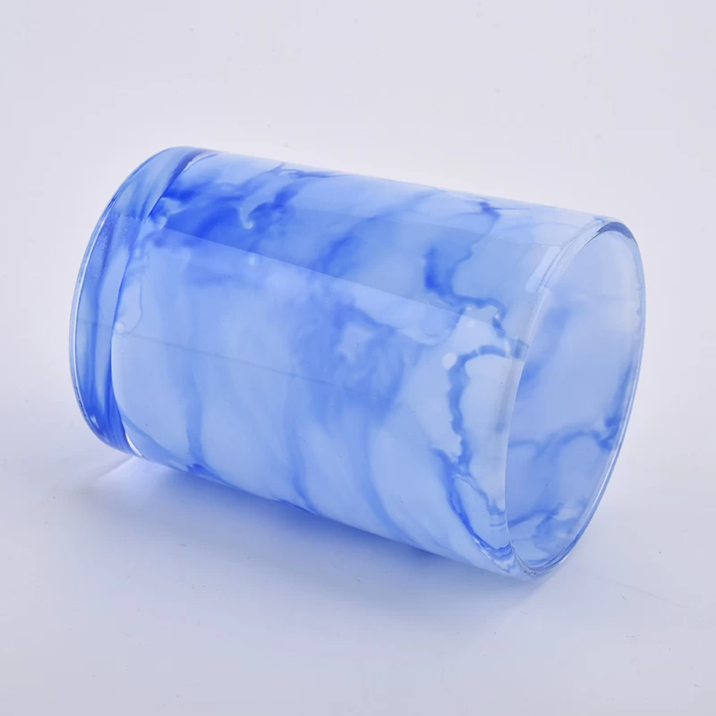 Barattoli di candela in vetro di marmo blu 12oz 12oz