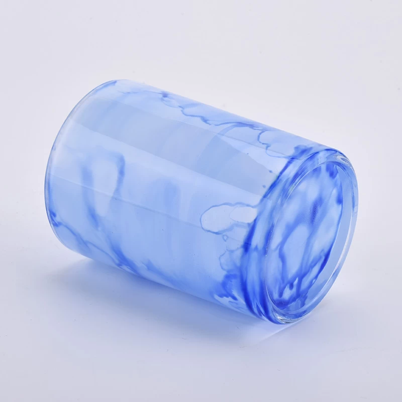Barattoli di candela in vetro di marmo blu 12oz 12oz