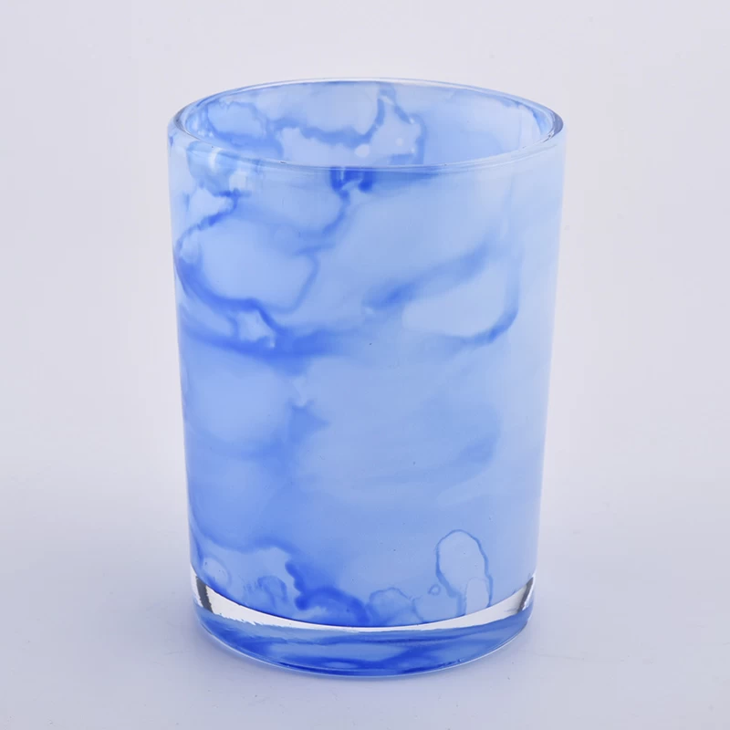 Barattoli di candela in vetro di marmo blu 12oz 12oz