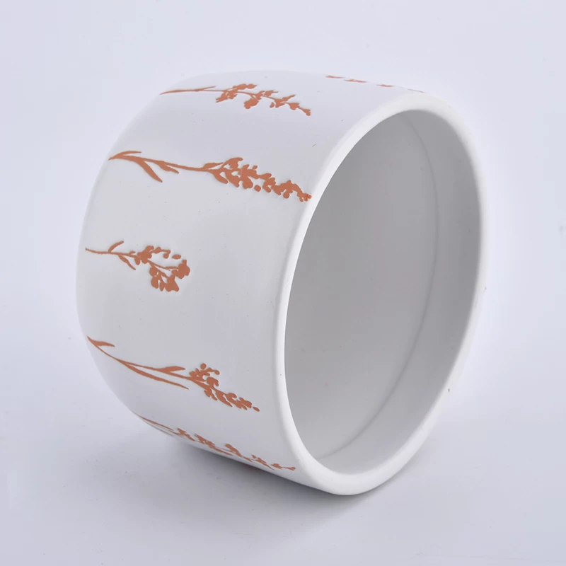 14oz cylinder flower on the glazed ceramic candle jar for wholesale