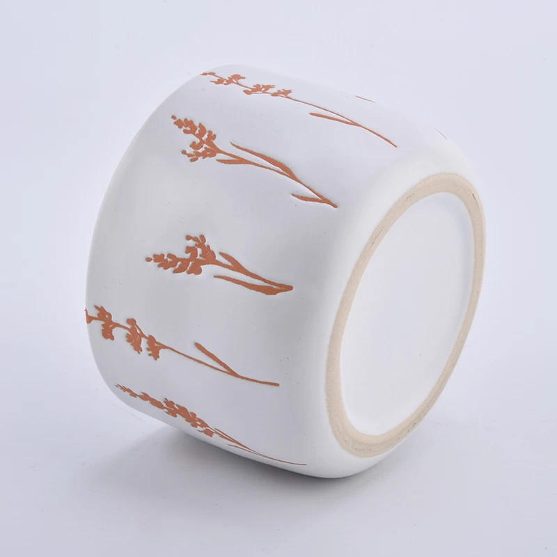 14oz cylinder flower on the glazed ceramic candle jar for wholesale