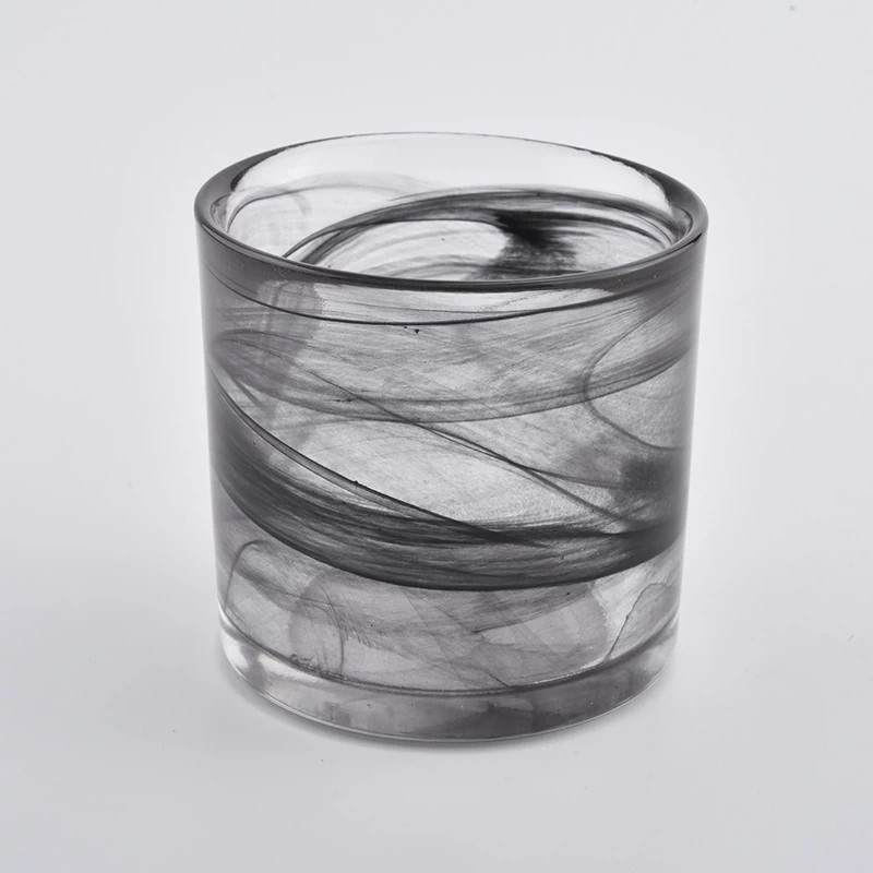 gray cloudy material custom glass candle holders