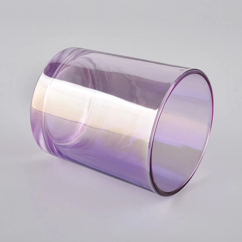 400ml glass candle holder in transparent shiny purple