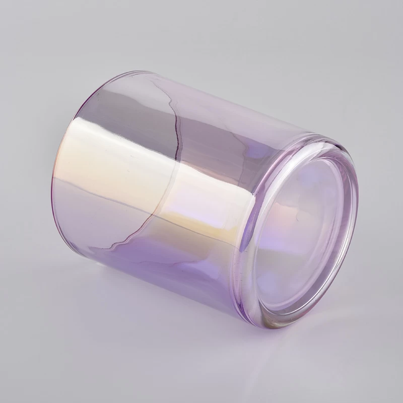400ml glass candle holder in transparent shiny purple